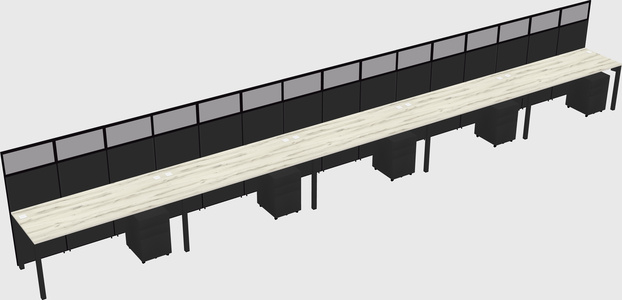 Shared rectangular cubicle
