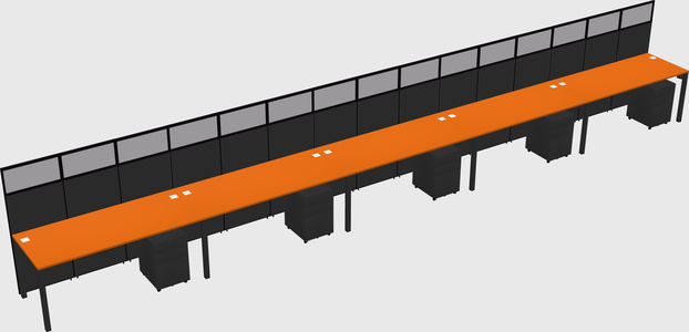 Shared rectangular cubicle