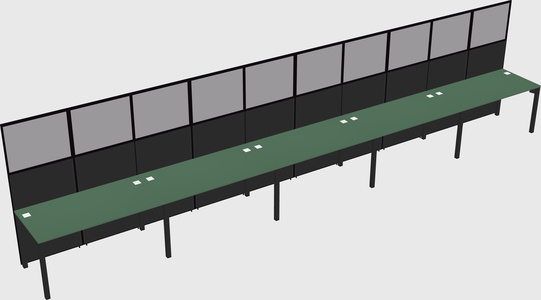 Shared rectangular cubicle