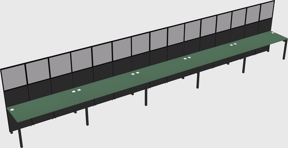 Shared rectangular cubicle