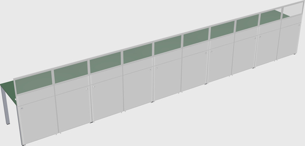 Shared rectangular cubicle