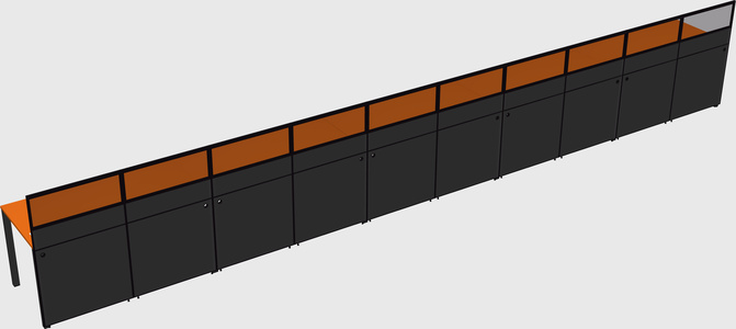 Shared rectangular cubicle