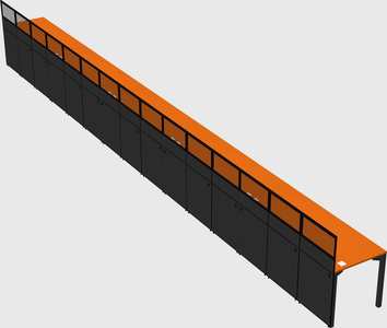 Shared rectangular cubicle