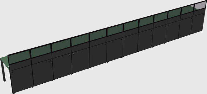 Shared rectangular cubicle