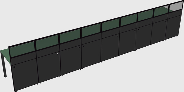 Shared rectangular cubicle