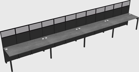 Shared rectangular cubicle