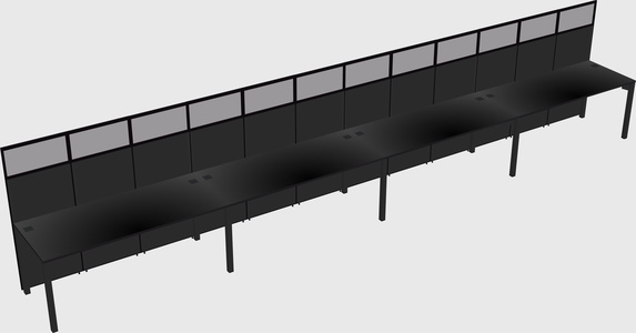 Shared rectangular cubicle