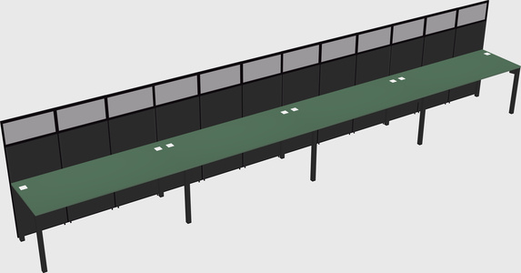 Shared rectangular cubicle