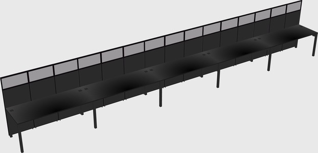 Shared rectangular cubicle