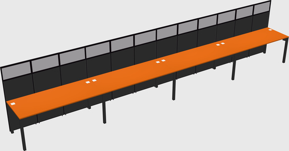 Shared rectangular cubicle