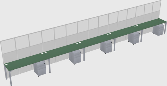Shared rectangular cubicle