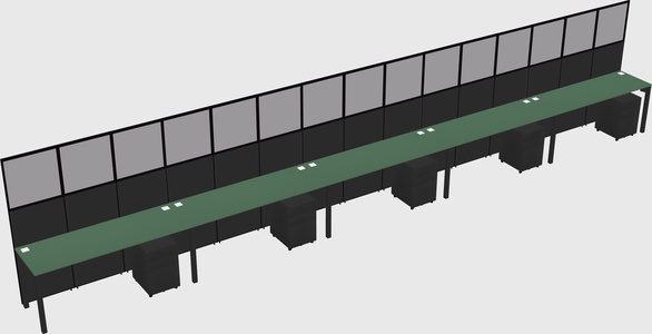 Shared rectangular cubicle