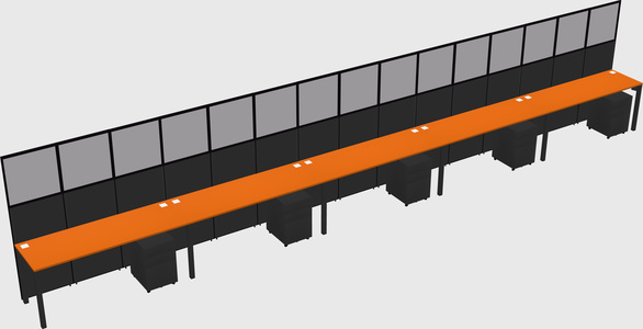 Shared rectangular cubicle