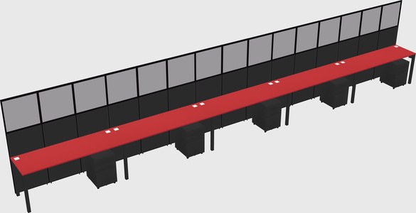 Shared rectangular cubicle