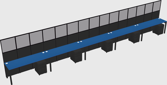 Shared rectangular cubicle