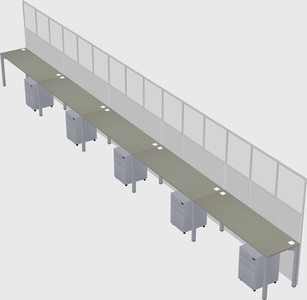 Shared rectangular cubicle