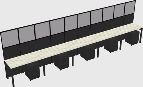 Shared rectangular cubicle