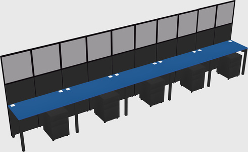 Shared rectangular cubicle