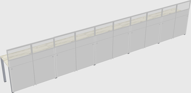 Shared rectangular cubicle