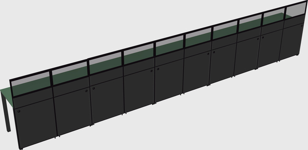 Shared rectangular cubicle