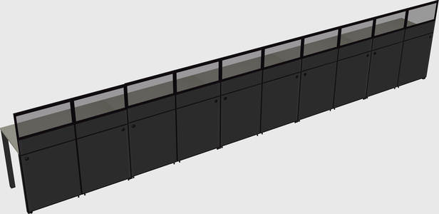 Shared rectangular cubicle