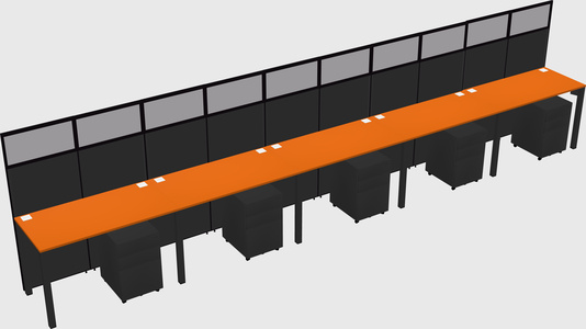 Shared rectangular cubicle