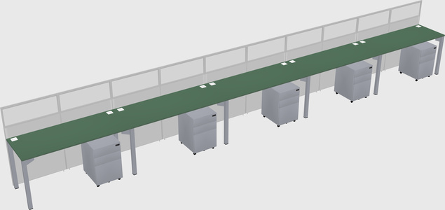 Shared rectangular cubicle