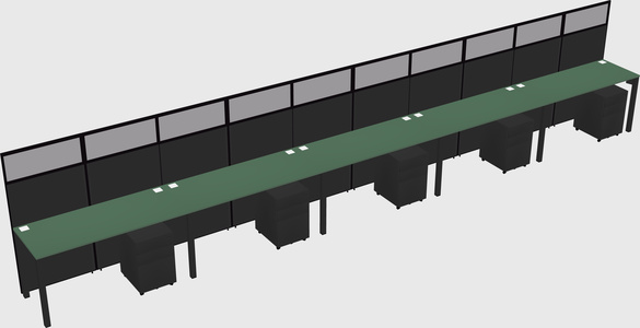 Shared rectangular cubicle