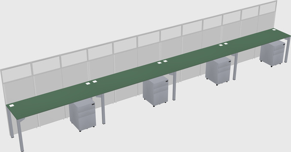 Shared rectangular cubicle