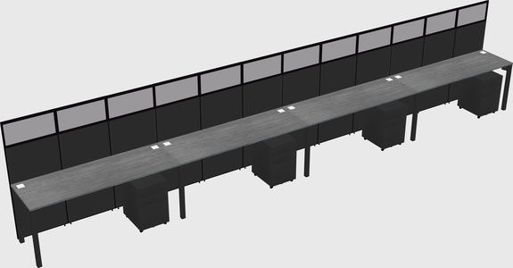 Shared rectangular cubicle