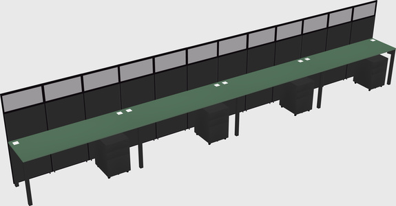 Shared rectangular cubicle