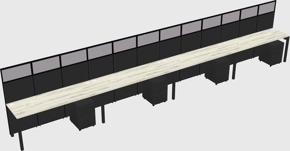 Shared rectangular cubicle