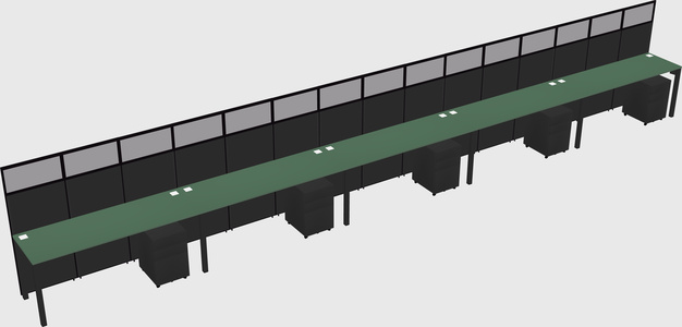Shared rectangular cubicle