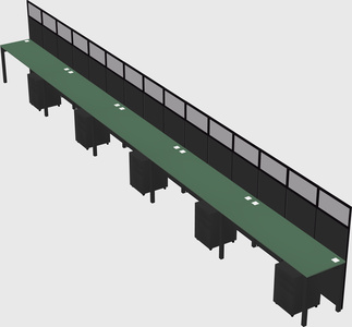 Shared rectangular cubicle