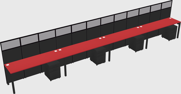 Shared rectangular cubicle