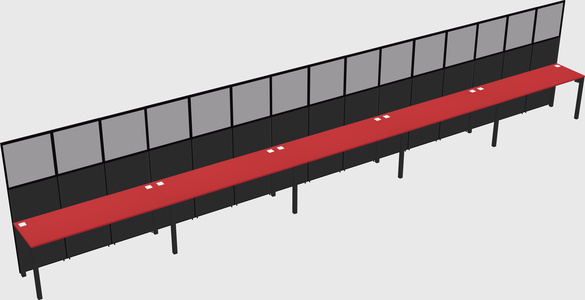 Shared rectangular cubicle