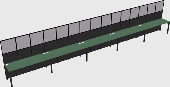 Shared rectangular cubicle