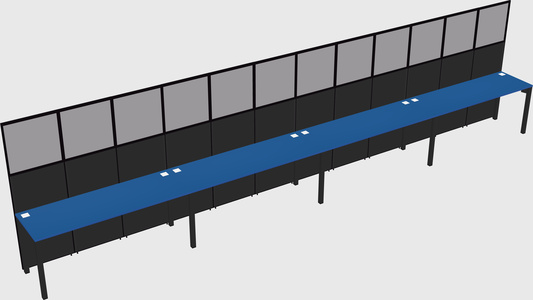 Shared rectangular cubicle