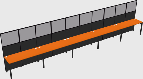 Shared rectangular cubicle