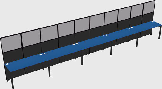 Shared rectangular cubicle