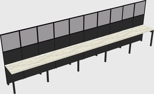 Shared rectangular cubicle