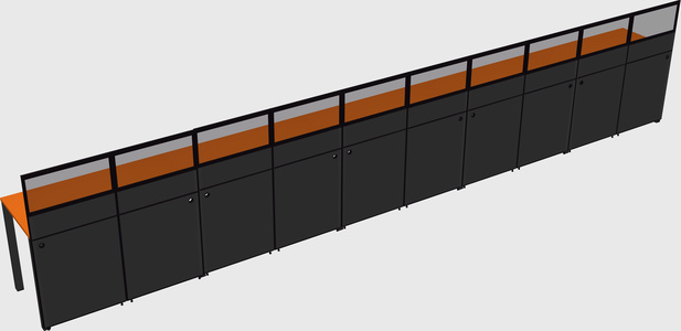 Shared rectangular cubicle