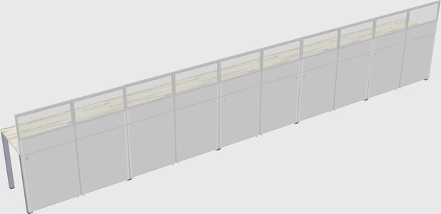 Shared rectangular cubicle