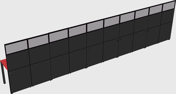 Shared rectangular cubicle