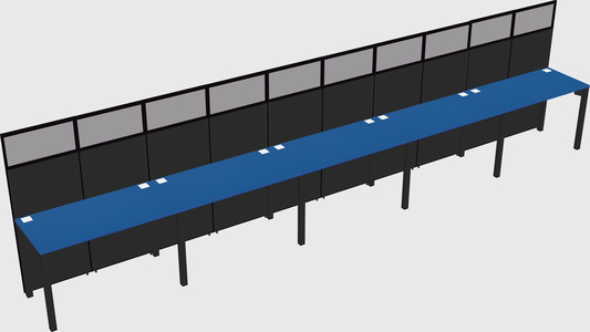 Shared rectangular cubicle