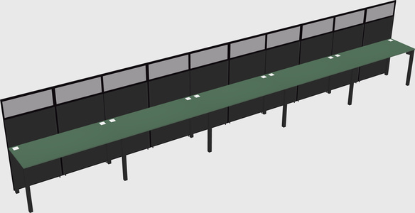Shared rectangular cubicle
