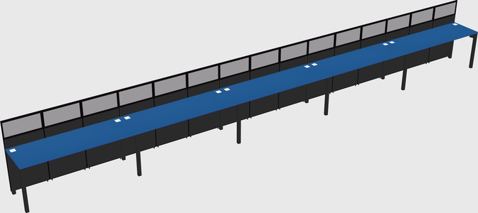 Shared rectangular cubicle