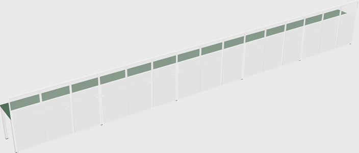 Shared rectangular cubicle