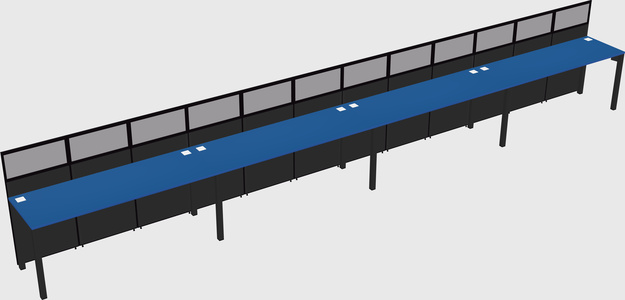 Shared rectangular cubicle