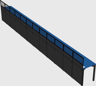 Shared rectangular cubicle